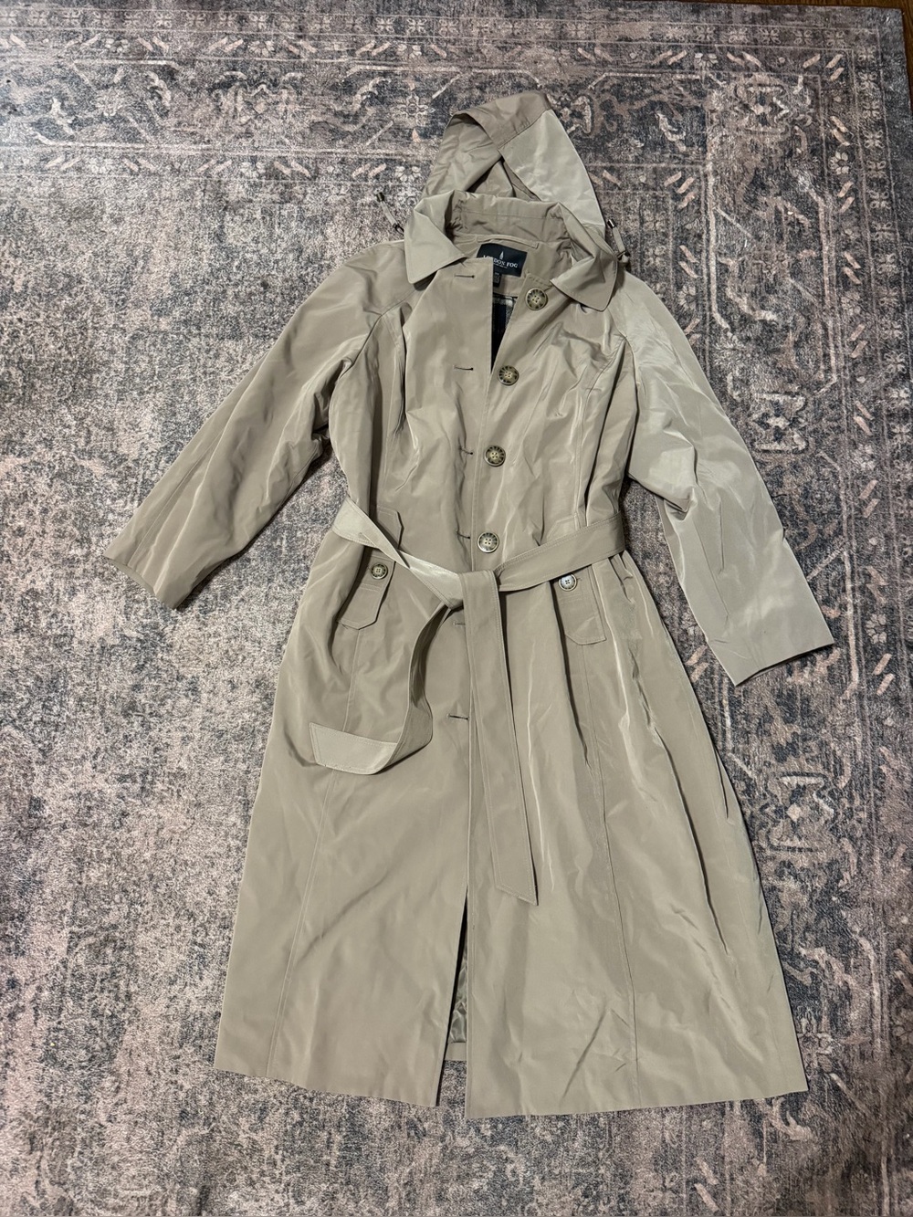 London Fog Light Taupe Trench Coat with Belt